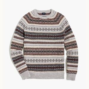 J. Crew Striped Fair Isle Crewneck Sweater in Super soft Wool Blend Size M. NWOT